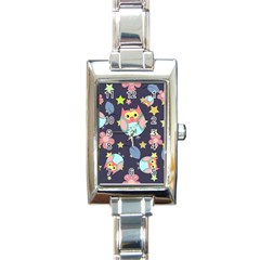 Owl-stars-pattern-background Rectangle Italian Charm Watch by Salman4z