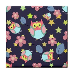 Owl-stars-pattern-background Tile Coaster by Salman4z