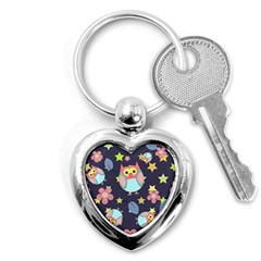 Owl-stars-pattern-background Key Chain (heart) by Salman4z