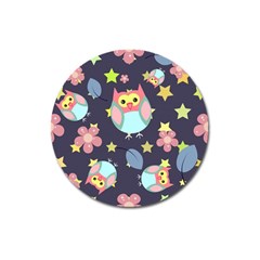 Owl-stars-pattern-background Magnet 3  (round) by Salman4z