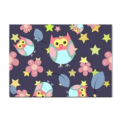 Owl-stars-pattern-background Sticker A4 (10 Pack) by Salman4z