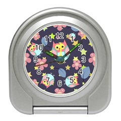 Owl-stars-pattern-background Travel Alarm Clock by Salman4z