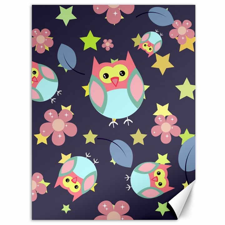 Owl-stars-pattern-background Canvas 36  x 48 