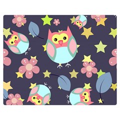 Owl-stars-pattern-background Two Sides Premium Plush Fleece Blanket (medium) by Salman4z