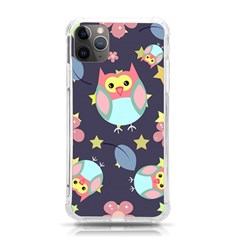 Owl-stars-pattern-background Iphone 11 Pro Max 6 5 Inch Tpu Uv Print Case by Salman4z