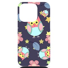 Owl-stars-pattern-background Iphone 14 Pro Black Uv Print Case by Salman4z