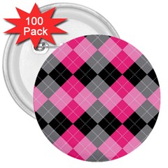 Seamless-argyle-pattern 3  Buttons (100 Pack)  by Salman4z