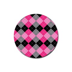 Seamless-argyle-pattern Rubber Round Coaster (4 Pack) by Salman4z