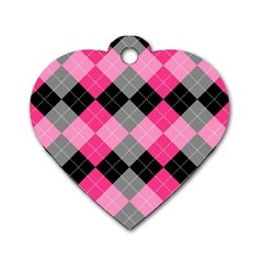 Seamless-argyle-pattern Dog Tag Heart (one Side) by Salman4z