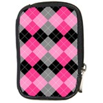 Seamless-argyle-pattern Compact Camera Leather Case Front