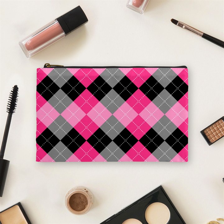 Seamless-argyle-pattern Cosmetic Bag (Medium)