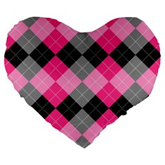 Seamless-argyle-pattern Large 19  Premium Heart Shape Cushions by Salman4z