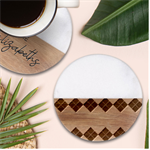 Seamless-argyle-pattern Classic Marble Wood Coaster (Round)  Front