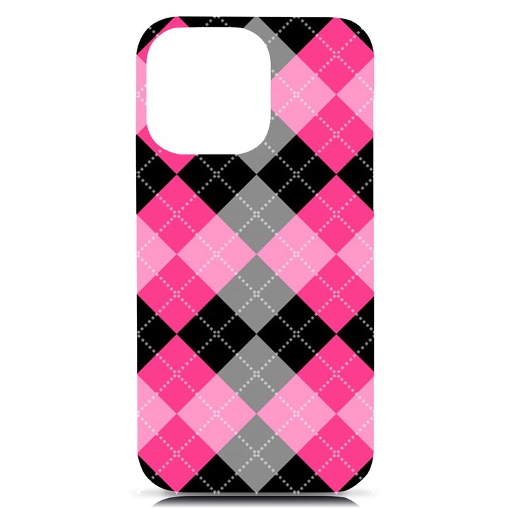 Seamless-argyle-pattern iPhone 14 Pro Max Black UV Print Case