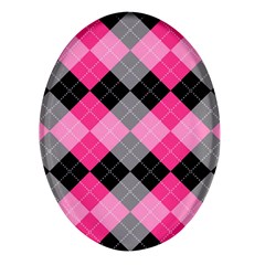 Seamless-argyle-pattern Oval Glass Fridge Magnet (4 Pack)