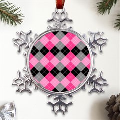 Seamless-argyle-pattern Metal Large Snowflake Ornament by Salman4z