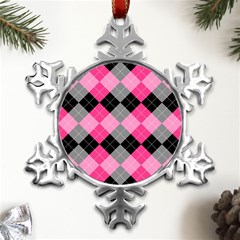 Seamless-argyle-pattern Metal Small Snowflake Ornament by Salman4z