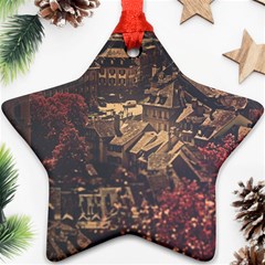 Vintage Cityscape City Retro Old Ornament (star)