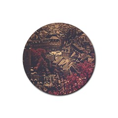 Vintage Cityscape City Retro Old Rubber Round Coaster (4 Pack) by Salman4z