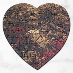 Vintage Cityscape City Retro Old Jigsaw Puzzle (heart) by Salman4z