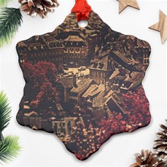 Vintage Cityscape City Retro Old Ornament (snowflake)