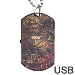 Vintage Cityscape City Retro Old Dog Tag Usb Flash (two Sides) by Salman4z