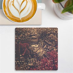 Vintage Cityscape City Retro Old Uv Print Square Tile Coaster  by Salman4z