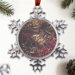 Vintage Cityscape City Retro Old Metal Large Snowflake Ornament by Salman4z