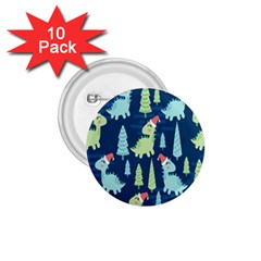 Cute Dinosaurs Animal Seamless Pattern Doodle Dino Winter Theme 1.75  Buttons (10 pack)