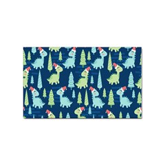 Cute Dinosaurs Animal Seamless Pattern Doodle Dino Winter Theme Sticker (Rectangular)