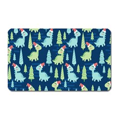 Cute Dinosaurs Animal Seamless Pattern Doodle Dino Winter Theme Magnet (Rectangular)