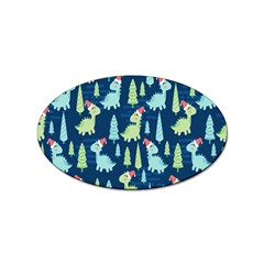 Cute Dinosaurs Animal Seamless Pattern Doodle Dino Winter Theme Sticker Oval (100 pack)