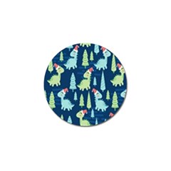 Cute Dinosaurs Animal Seamless Pattern Doodle Dino Winter Theme Golf Ball Marker