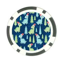 Cute Dinosaurs Animal Seamless Pattern Doodle Dino Winter Theme Poker Chip Card Guard