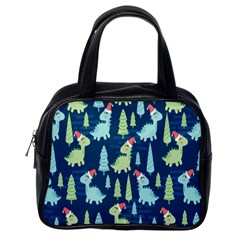 Cute Dinosaurs Animal Seamless Pattern Doodle Dino Winter Theme Classic Handbag (One Side)