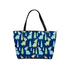 Cute Dinosaurs Animal Seamless Pattern Doodle Dino Winter Theme Classic Shoulder Handbag