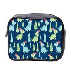 Cute Dinosaurs Animal Seamless Pattern Doodle Dino Winter Theme Mini Toiletries Bag (Two Sides)