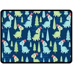 Cute Dinosaurs Animal Seamless Pattern Doodle Dino Winter Theme Fleece Blanket (Large) 80 x60  Blanket Front