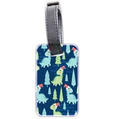 Cute Dinosaurs Animal Seamless Pattern Doodle Dino Winter Theme Luggage Tag (two sides)