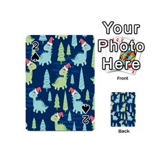 Cute Dinosaurs Animal Seamless Pattern Doodle Dino Winter Theme Playing Cards 54 Designs (Mini)