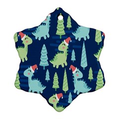 Cute Dinosaurs Animal Seamless Pattern Doodle Dino Winter Theme Ornament (Snowflake)