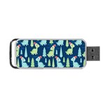 Cute Dinosaurs Animal Seamless Pattern Doodle Dino Winter Theme Portable USB Flash (One Side) Front