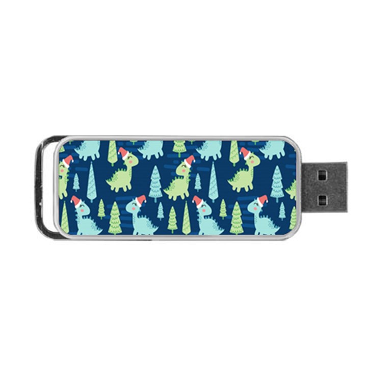 Cute Dinosaurs Animal Seamless Pattern Doodle Dino Winter Theme Portable USB Flash (One Side)