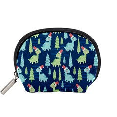 Cute Dinosaurs Animal Seamless Pattern Doodle Dino Winter Theme Accessory Pouch (Small)