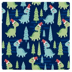 Cute Dinosaurs Animal Seamless Pattern Doodle Dino Winter Theme UV Print Square Tile Coaster 