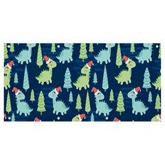 Cute Dinosaurs Animal Seamless Pattern Doodle Dino Winter Theme Banner and Sign 8  x 4 