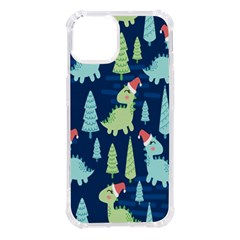 Cute Dinosaurs Animal Seamless Pattern Doodle Dino Winter Theme iPhone 14 TPU UV Print Case