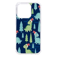 Cute Dinosaurs Animal Seamless Pattern Doodle Dino Winter Theme iPhone 14 Pro TPU UV Print Case