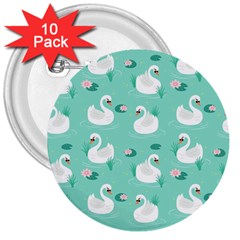 Elegant Swan Seamless Pattern 3  Buttons (10 Pack)  by pakminggu