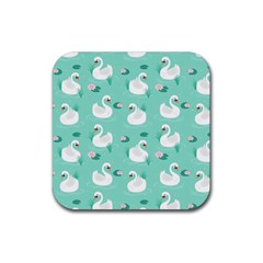 Elegant Swan Seamless Pattern Rubber Coaster (square) by pakminggu